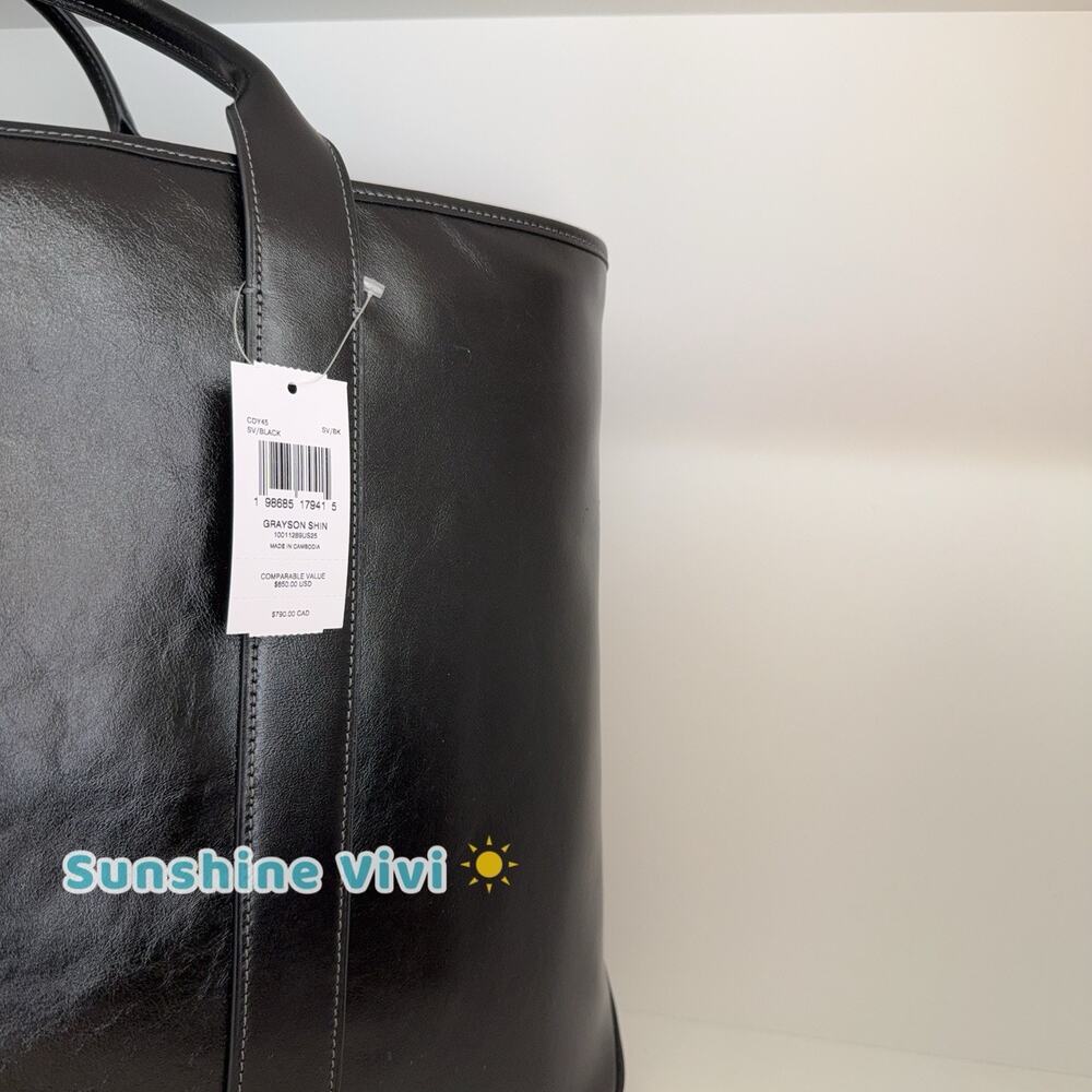 NWT Coach Grayson Tote Bag Charm CDY45 Silver/Black Shiny smooth Calf Leather - Picture 8 of 9